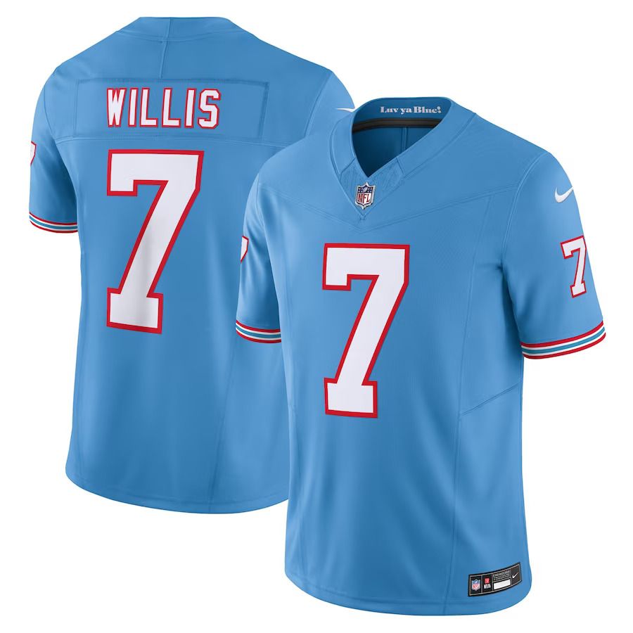 Men Tennessee Titans #7 Malik Willis Nike Light Blue Oilers Throwback Vapor F.U.S.E. Limited NFL Jersey